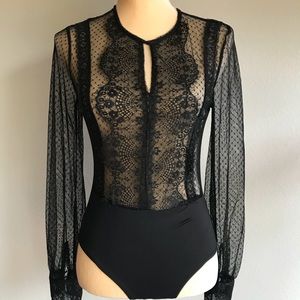 Vera And Lucy black Mesh long sleeve Bodysuit